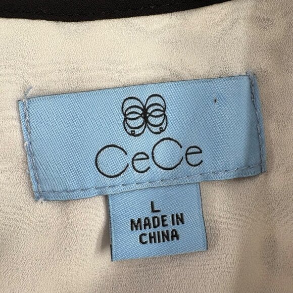 CeCe Womens Sheer Sleeve Embroidered Top With Bow Detail L - Picture 2 of 6